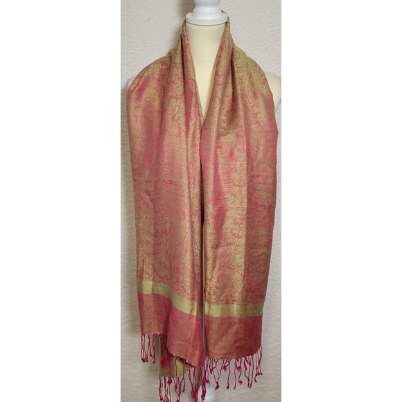 pashmina Accessories - Pashmina Wrap Shawl Scarf Silk Paisley Size 66" x 27" Jacquard Women's 1044